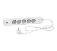 Schneider Electric ST945U1W Base Multienchufe de 5 Tomas con 2 USB, Cable 1.5 m, Blanco