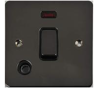 Schneider Electric Ultimate Flat Plate - Interruptor de luz individual, con salida flexible e indicador de neón, doble polo, 20AX, GU2214BBN, níquel negro con inserto negro