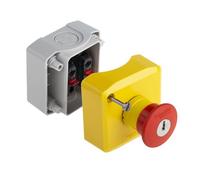 Schneider Electric XALK188F Plástico Estación de Control, Tapa Amarilla, 1 Pulsador Seta Rojo 40 Ø+2NC, Gris Claro