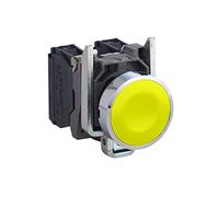 Schneider Electric XB4BA51 Pulsador Diámetro 22, Retorno Resorte Nivelado, 1 NA, Amarillo