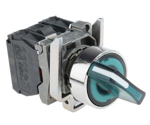 Schneider Electric XB4BK123M5 Selector Luminoso Diámetro, 22 Mango de 2 Posiciones, 240 V, 1 Na + 1 Nc, Verde