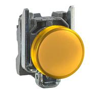 Schneider Electric XB4BVB5 Piloto Luminoso Redondo Diámetro 22, IP65, LED Integral, 24 V, Terminales, Amarillo