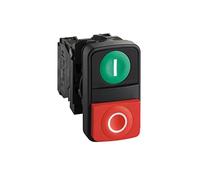 Schneider Electric XB5AL73415 Pulsador Diámetro 22, Dos Accionadores, Retorno de Resorte, IP66, IP69 K, Verde y Rojo