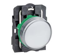 Schneider Electric XB5AVB1 Piloto Luminoso Redondo Diámetro 22- IP65, Led Integral 24 V Terminales, Blanco