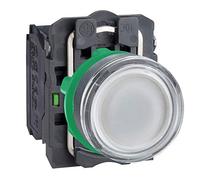 Schneider Electric XB5AW31M5 Pulsador Luminoso, 1NA+1NC, 220-240V, 22mm Ø, 57mm x 30mm x 42mm, Blanco