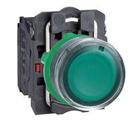 Schneider Electric Pulsador iluminado XB5AW33M5 diámetro 22 mm, resorte, 240 V, 1 NA + 1 NC, verde