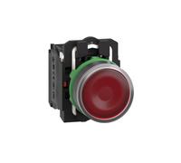 Schneider Electric XB5AW34B5 Pulsador Luminoso Diámetro 22, Retorno Resorte Nivelado, 24 V, 1 NA + 1 NC, Rojo