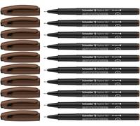 Schneider Fine Writer Topliner 967 - Pack de 10 rotuladores de punta fina (0,4 mm), color marrón