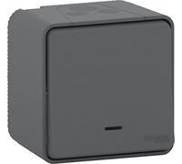 Schneider - Interruptor estanco de superficie antracita con indicador luminoso Mureva