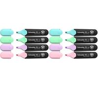Schneider Job 150 - Rotuladores fluorescentes pastel (turquesa, menta, lila y rosado, 4 unidades) (Paquete de 2)