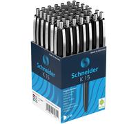 Schneider K15 Ballpoint Pens with Steel Clip Pack of 50 Black black 50 pieces Si