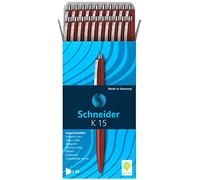 Schneider Pen Bolígrafo retráctil K15 – 20 unidades, punta media, color rojo