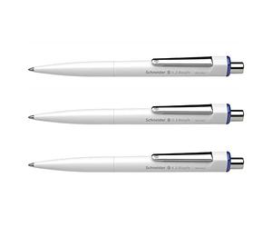 SCHNEIDER Lote de 3 bolígrafos K3 biosafe blancos, punta media, color azul
