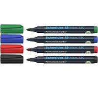 Schneider Optics Marcador permanente Maxx 130 – Rellenable 1–3 mm, colores surtidos, estuche de 4