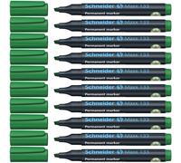 Schneider Maxx 133 - Rotulador permanente con punta biselada (grosor de trazo: 1-4 mm, recargable, 10 unidades), color verde