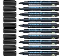 Schneider Optics Rotulador permanente Maxx 133, punta biselada 1-4 mm, recargable, 10 uds, negro