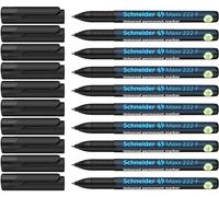 Schneider Maxx 222 F - Rotulador universal (permanente, tinta recargable, 0,7 mm, 10 unidades), color negro