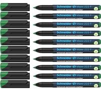 Schneider Maxx 222 F - Rotulador universal (permanente, tinta recargable, 0,7 mm, 10 unidades), color verde