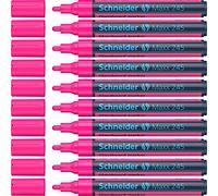 Schneider Maxx 245 - Rotulador para pizarra de cristal (para superficies de cristal, borrado en seco, 10 unidades), color rosa