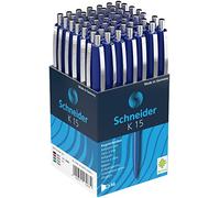 Schneider Pen Bolígrafo Novus K15 con pinza de metal – 50 unidades – azul