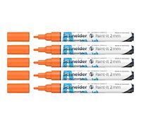 Schneider Paint-It 120106 - Rotuladores acrílicos (punta redonda de 2 mm, 5 unidades), color naranja