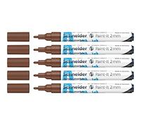 Schneider Paint-It 120107 - Rotuladores acrílicos (punta redonda de 2 mm, 5 unidades), color marrón
