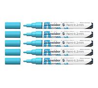 Schneider Paint-It 120130 - Rotuladores acrílicos (punta redonda de 2 mm, 5 unidades), color azul pastel