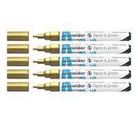 Schneider Paint-It 120153 - Rotuladores acrílicos (punta redonda de 2 mm, 5 unidades), color dorado