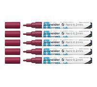 Schneider Paint-It 120161 - Rotuladores acrílicos (punta redonda de 2 mm, 5 unidades), color rojo burdeos