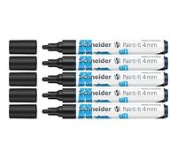 Schneider Paint-It 120201 - Rotuladores acrílicos (punta redonda de 4 mm, 5 unidades), color negro