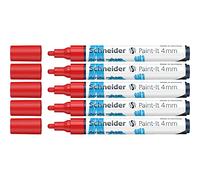 Schneider Paint-It 120202 - Rotuladores acrílicos (punta redonda de 4 mm, 5 unidades), color rojo