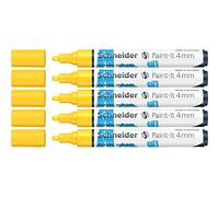 Schneider Paint-It 120205 - Rotuladores acrílicos (punta redonda de 4 mm, 5 unidades), color amarillo