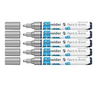 Schneider Paint-It 120254 - Rotuladores acrílicos (punta redonda de 4 mm, 5 unidades), color plateado