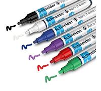 Schneider Paint-It - Lápices acrílicos (juego de 1 con punta redonda de 4 mm, pinturas acrílicas de alta cobertura para madera, lienzo, piedra, etc.), 6 unidades, varios colores de trazo de 4 mm