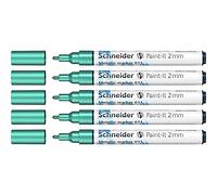 Schneider Paint-It - Rotulador metálico verde metálico (grosor de trazo 2 mm, nueva tecnología de pigmento, efecto brillante), 5 unidades