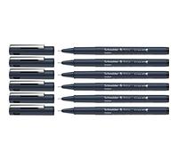 Schneider Pictus - Rotuladores de punta fina (grosor de trazo 0,1 mm, revestimiento de pigmento indeleble, punta revestida de metal, carcasa de 85% plástico reciclado), 6 unidades, color negro