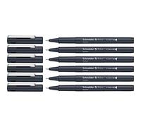 Schneider Pictus - Rotuladores de punta fina (grosor de trazo 0,2 mm, revestimiento de pigmento indeleble, punta revestida de metal, carcasa de 85% plástico reciclado), 6 unidades, color negro