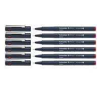Schneider Pictus - Rotuladores de punta fina (grosor de trazo 0,2 mm, revestimiento de pigmento indeleble, punta revestida de metal, carcasa de 85% plástico reciclado), 6 unidades, color rojo