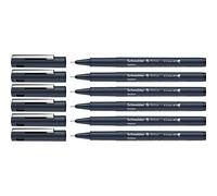 Schneider Pictus - Rotuladores de punta fina (grosor de trazo 0,3 mm, revestimiento de pigmento indeleble, punta revestida de metal, carcasa de 85% plástico reciclado), 6 unidades, color negro