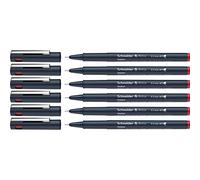 Schneider Pictus - Rotuladores de punta fina (grosor de trazo 0,3 mm, revestimiento de pigmento indeleble, punta revestida de metal, carcasa de 85% plástico reciclado), 6 unidades, color rojo