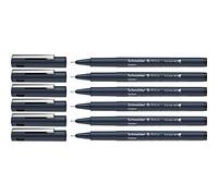 Schneider Pictus - Rotuladores de punta fina (grosor de trazo 0,4 mm, revestimiento de pigmento indeleble, punta revestida de metal, carcasa de 85% plástico reciclado), 6 unidades, color negro