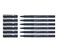 Schneider Pictus - Rotuladores de punta fina (grosor de trazo 0,7 mm, revestimiento de pigmento indeleble, punta revestida de metal, carcasa de 85% plástico reciclado), 6 unidades, color negro