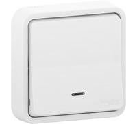 SCHNEIDER - Pulsador Luminoso 10A Blanco Mureva Styl - Mecanismo de Plástico - IP55 - Montaje Empotrado - Para Comando Temporal con Retorno Automático - Resistente