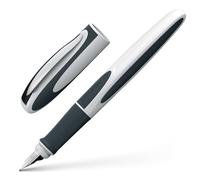 Schneider Ray 168249 Pluma estilográfica (para diestros, incluye cartucho de tinta estándar azul real) blanco/gris oscuro