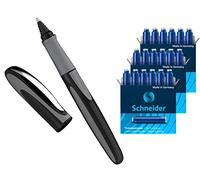 Schneider Ray - Bolígrafo roller (recargable con cartuchos de tinta estándar, apto para diestros y zurdos) (1 pieza + 18 cartuchos adicionales)