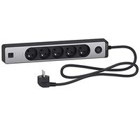 Schneider Regleta múltiple 5 tomas 2P+T y 2 USB 1,5m Negro y Aluminio