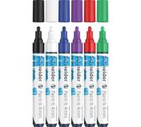Schneider Paint-It - Lápices acrílicos (juego de 1 con punta redonda de 4 mm, pinturas acrílicas de alta cobertura para madera, lienzo, piedra, etc.), 6 unidades, varios colores de trazo de 4 mm