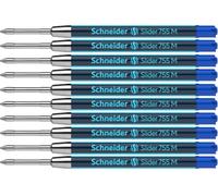 Schneider Slider 755 G2 - Recambio para bolígrafo de punta redonda (10 unidades, tecnología ViscoGlide, tinta azul)