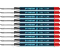 Schneider Slider 755 - Recambio para bolígrafo (tecnología ViscoGlide, mina, 10 unidades), color rojo