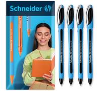 Schneider Slider Memo XB - Bolígrafo de punta redonda (4 unidades), color | Tinta impermeable de secado rápido, resistente a las manchas, agarre ergonómico de goma, punta de acero inoxidable duradera